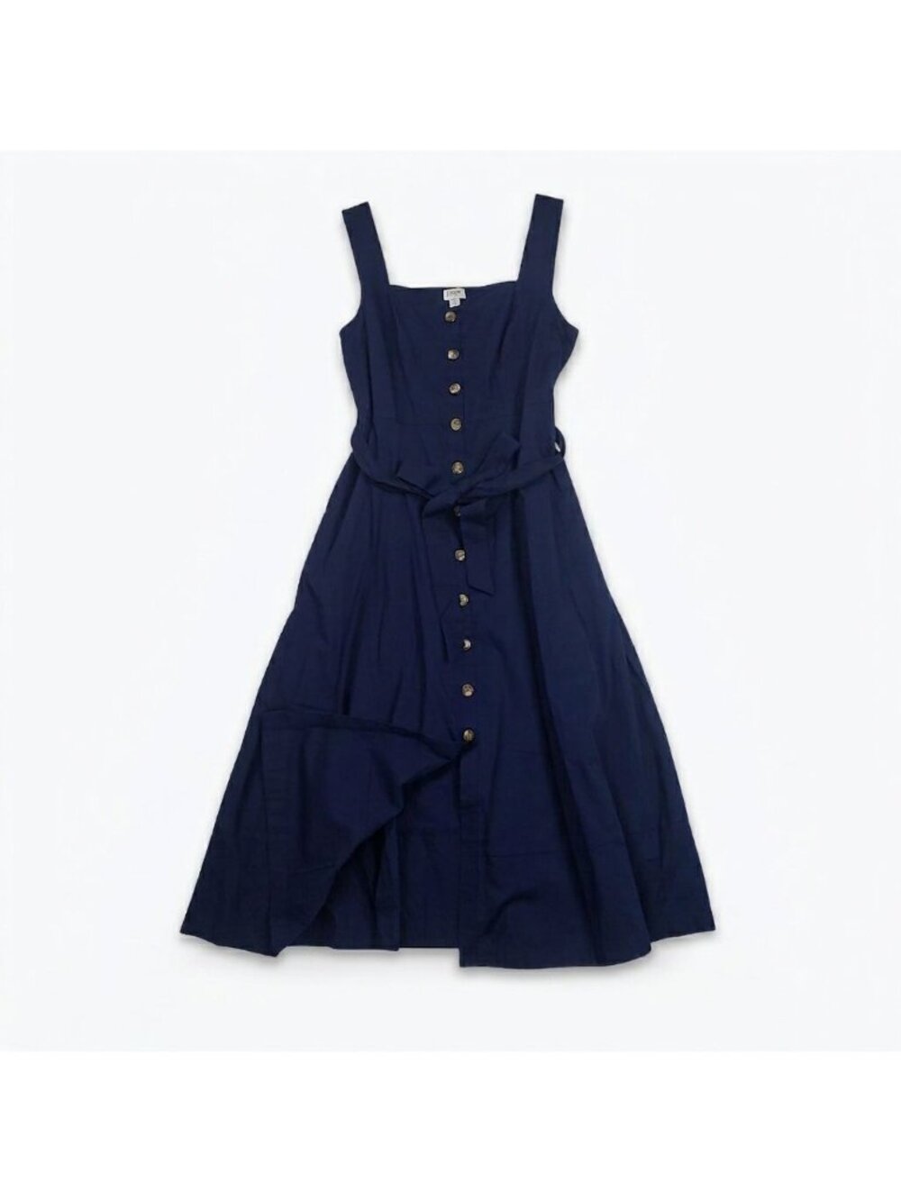 J.Crew Factory Button-Front Belted Midi Dress Antique Navy Women’s Size 10 - Picture 16 of 16